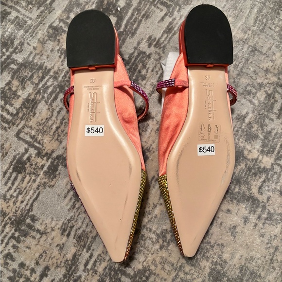 Sebastian Milano pink satin and sequins slides. Size 6 1/2. - Picture 4 of 5